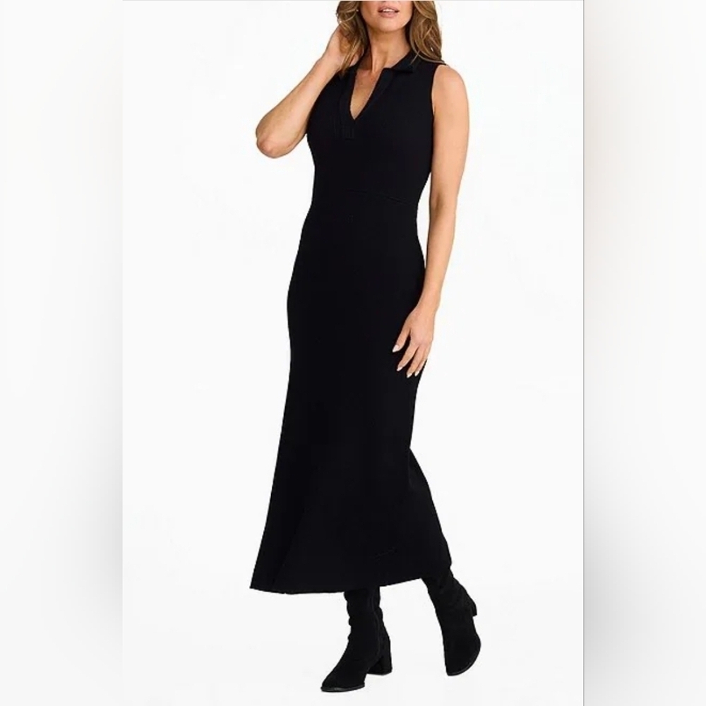 Brave + True Women's Mimi Split VNeck Sleeveless Sweater Rib Bodycon Midi Dress